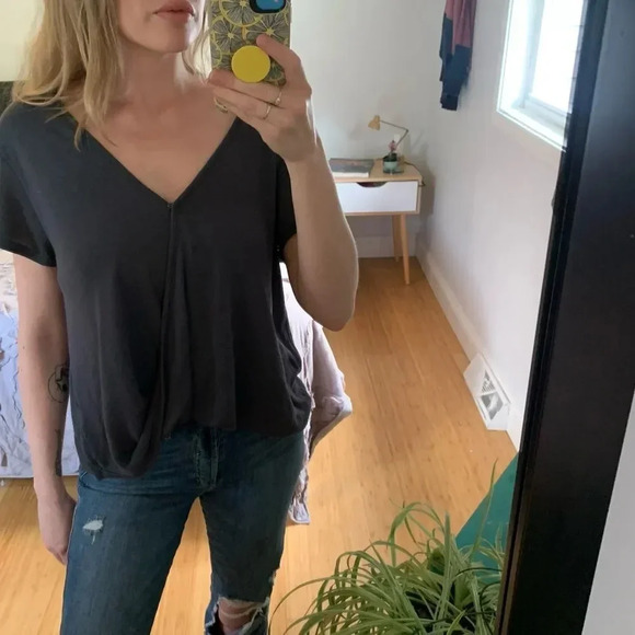Free People V Neck Faux Wrap Top - Picture 1 of 8